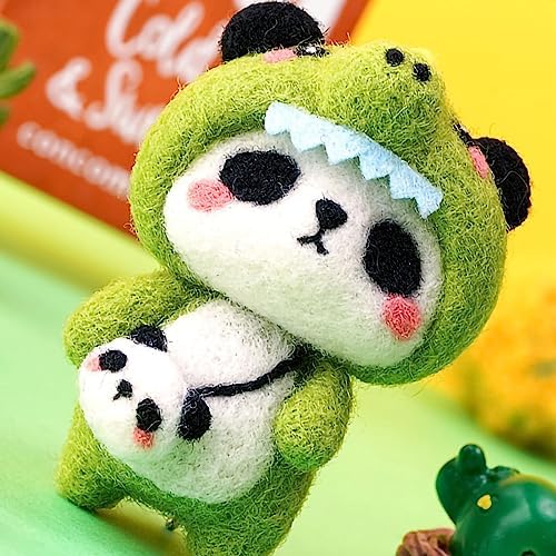 GOTOTOP Needle Felting Kit, Wool Felt Panda Pendant DIY Craft Set, Beginner Friendly Handmade Project, Compact 100 G Materials Kit for Kids Teens Adults Home Craft Time (#2) - Image 2