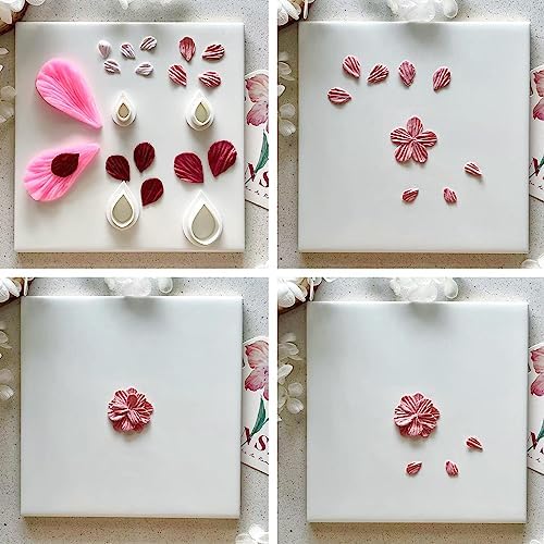 Flower Petal Clay Cutters - Flower Polymer Clay Cutters for Earrings Making, 3pcs Clay Cutters with 1pcs Petal Press Polymer Clay Mold, Clay Cutters for Polymer Clay Jewelry Making - Image 4