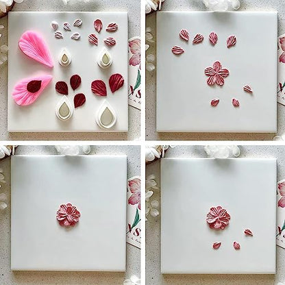 Flower Petal Clay Cutters - Flower Polymer Clay Cutters for Earrings Making, 3pcs Clay Cutters with 1pcs Petal Press Polymer Clay Mold, Clay Cutters for Polymer Clay Jewelry Making - Image 4