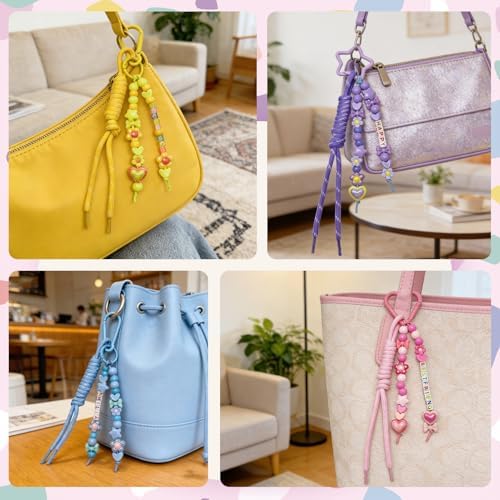828 PCS Paracord Keychain Kit, Bead Keychain Kit for Making Bag Charms Kit - Image 6