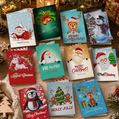 8PCS Christmas DIY Greeting Card Kits with Envelopes Diamond Art Greeting Cards Diamond Art Cards Kits for Adults DIY Crafts Family Friend Gifts - Image 7