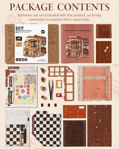 ROBOTIME DIY Miniature House Kit, Tiny House Building Kits，Mini Wooden Furniture Kit for Adults, Dollhouse for Birthday Christmas Craft Hobbies Gift（Henry's Chocolate） - Image 6