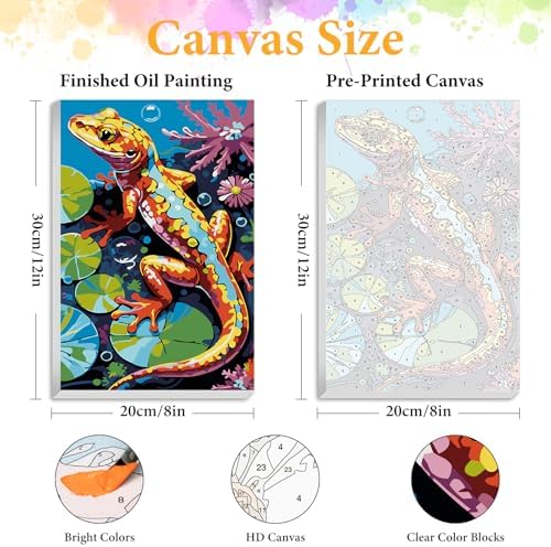 Framed Paint by Numbers Kit for Adults, Colorful Lizard Design 8x12 Inch - Image 2