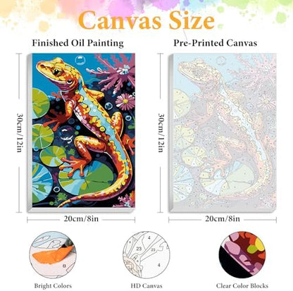 Framed Paint by Numbers Kit for Adults, Colorful Lizard Design 8x12 Inch - Image 2