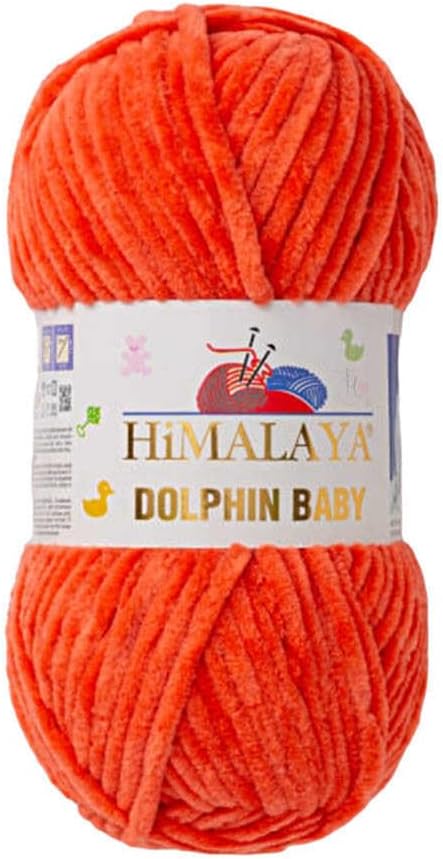 5 Skein/Pack Himalaya Dolphin Baby Chenille Yarn, Each Ball 100 gr (3.5 oz), 120 m (132 Yards), 100% Polyester, Super Bulky Baby Blanket Velvet Amigurumi Yarn, 80312 - Coral Rose