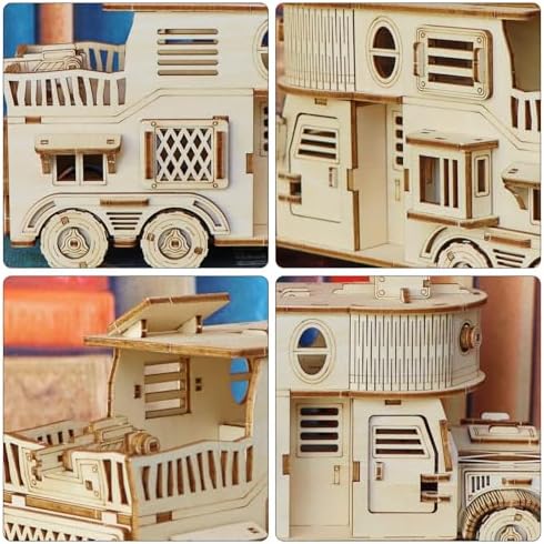 3D Wooden Puzzle for Adults, DIY Battle Vehicle Model Building Kit - Image 4