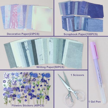 Koqye 215PCS Scrapbook Paper Pack & Junk Journal Kit (Mystic Amethyst) - Image 2
