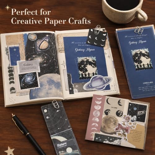 Diuhofart Galaxy Moon Scrapbook Kit, Vintage Collage Junk Journal Supplies - Image 4