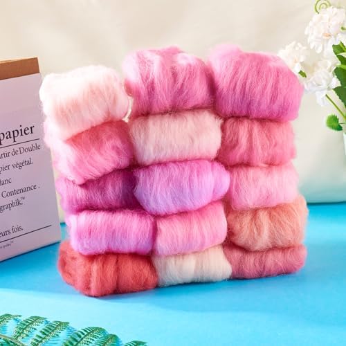 75G Needle Felting Wool Pink Wool Roving for Needle Felting Multicolor Soft Spinning Wool Bulk for Felting DIY Crafts Hand Spinning Supplies - Image 6