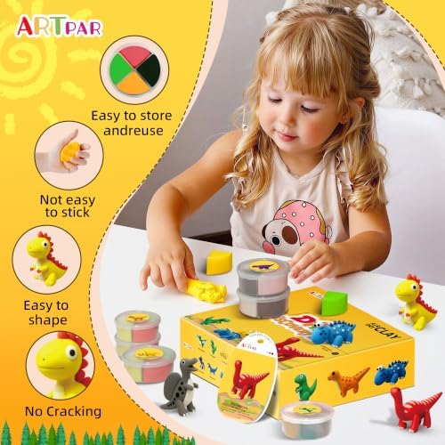 ARTPAR Air Dry Clay Kit,Dinosaur Modeling Magic Clay,Kids DIY Crafts Gifts - Image 4