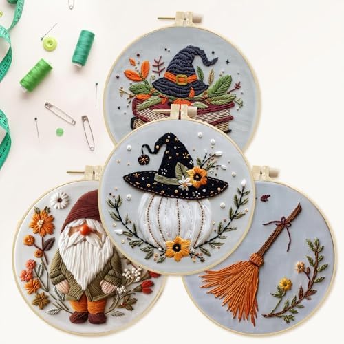 SCECALA 4 Pack Funny Halloween Embroidery Kit for Beginners - Image 6