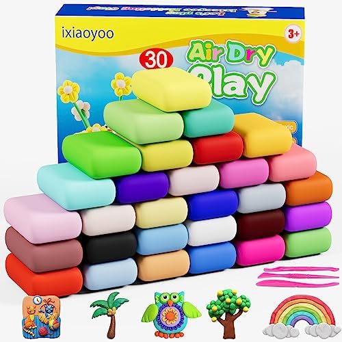 Ixiaoyoo Air Dry Clay, 30 Colors Foam Modeling Clay for School Projects by Ixiaoyoo