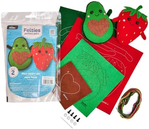 Bucilla, Felties Perfect Pairs Felt Embroidery Craft Kit, for DIY Arts and Crafts Projects, Super Foods, Set of 2 by Bucilla