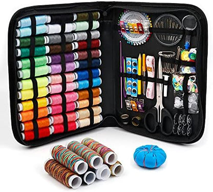 Large Sewing KIT, 226 PCS Premium Sewing Supplies with 43 XL Thread Spools, Leather Case, Scissors, Thread, Needles and Accessories, Sewing Set for Adults, Emergency, and Home by Inscraft by INSCRAFT