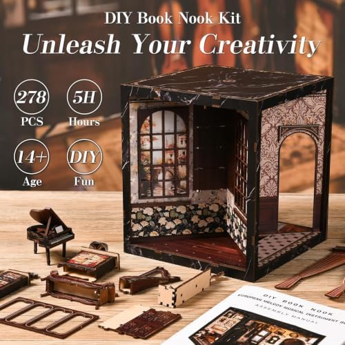 Book Nook for Adults - Four Sides Uniquely Styled Miniature House Kit - Image 3
