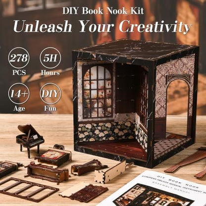Book Nook for Adults - Four Sides Uniquely Styled Miniature House Kit - Image 3