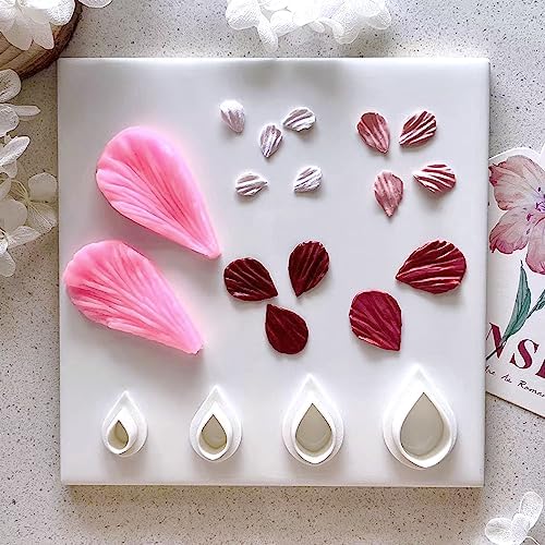 Flower Petal Clay Cutters - Flower Polymer Clay Cutters for Earrings Making, 3pcs Clay Cutters with 1pcs Petal Press Polymer Clay Mold, Clay Cutters for Polymer Clay Jewelry Making - Image 2