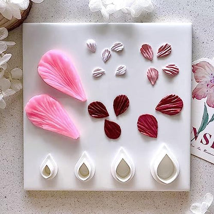 Flower Petal Clay Cutters - Flower Polymer Clay Cutters for Earrings Making, 3pcs Clay Cutters with 1pcs Petal Press Polymer Clay Mold, Clay Cutters for Polymer Clay Jewelry Making - Image 2