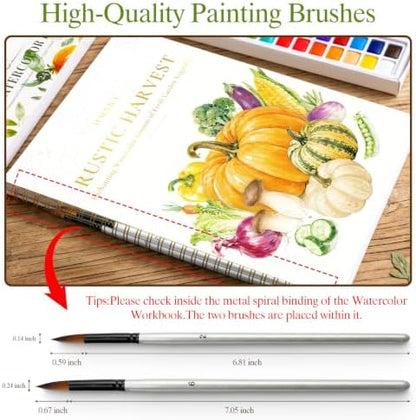 Watercolor Workbook for Beginners,18 Rich Vegetables Water Coloring Book,Relaxing & Easy to Paint Water Coloring Book with 24 Colors-Perfect for Gifting to Creativity & Joy for Adults - Image 2