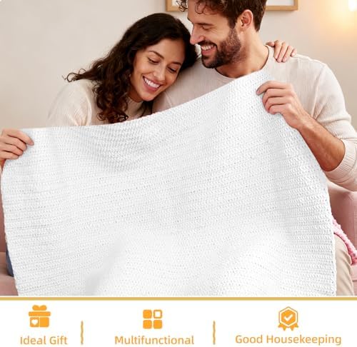 Aeelike Crochet Blanket Kit for Beginners, Easy Soft Crochet Kit, White - Image 2