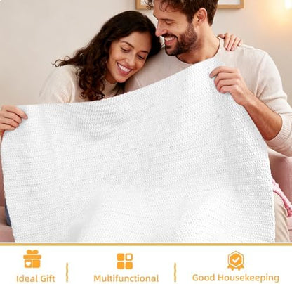 Aeelike Crochet Blanket Kit for Beginners, Easy Soft Crochet Kit, White - Image 2
