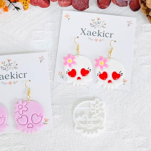 Xaekicr Heart Skull Polymer Clay Cutters for Earrings – 1pc Cute Skull Clay Earring Cutters, Polymer Clay Molds, Halloween Clay Tools - Image 6