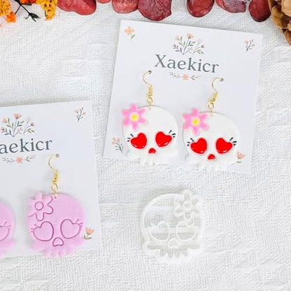 Xaekicr Heart Skull Polymer Clay Cutters for Earrings – 1pc Cute Skull Clay Earring Cutters, Polymer Clay Molds, Halloween Clay Tools - Image 6