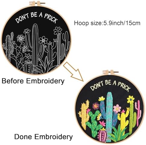 Louise Maelys Cactus Embroidery Kit for Beginners Plant Gift DIY Craft - Image 3