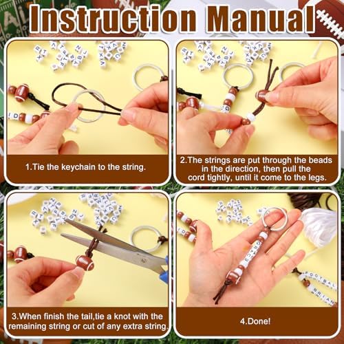 Landical 564 Pcs Football Keychain Making Kit DIY Name Bead Key Chain Craft - Image 2