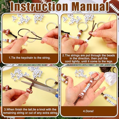Landical 564 Pcs Football Keychain Making Kit DIY Name Bead Key Chain Craft - Image 2
