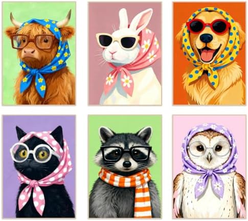 AOSGEDY 6 Pack Paint by Numbers Kit for Adults, Cartoon Animal Adult Paint by Number Kits on Canvas, DIY Animal Acrylic Oil Number Painting for Adults, Perfect for Home Decor 8x12 Inch by AOSGEDY