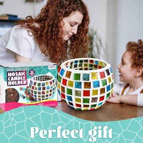 goldentime Glass Mosaic Candle Holder Kit, DIY Stained Glass Kit for Adults Home Decor Fun Arts and Crafts Gifts for Teens Adults Valentine Birthday Mother’s Day Gifts - Image 6