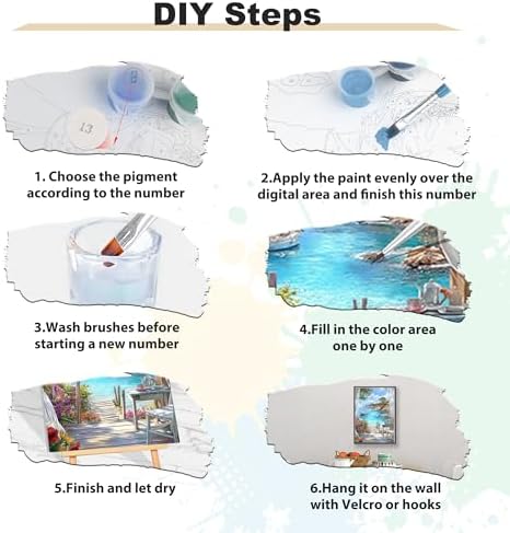 EOBROMD Framed Paint by Numbers Kits for Adults Seaview, DIY Landscape Acrylic Paint by Number on Stretched Canvas, Painting Kits Adults Oil Paint by Numbers for Home Decor 12x16inch - Image 6