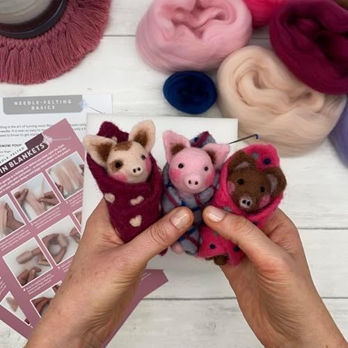 Bergin & Bath Needle Felting kit - Pigs in Blankets. A Festive Christmas Craft kit for Adults and Teens. Learn to Make Felted Decorations from Wool. - Image 2