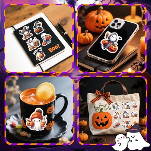 Halloween Stickers for Adults – Premium No-Residue Vinyl Decals with Elegant Ghost, Witch & Pumpkin Illustrations – Waterproof Aesthetic Stickers for Journaling,Home Decor, Party Favors & Crafting - Image 5