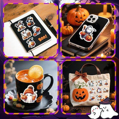 Halloween Stickers for Adults – Premium No-Residue Vinyl Decals with Elegant Ghost, Witch & Pumpkin Illustrations – Waterproof Aesthetic Stickers for Journaling,Home Decor, Party Favors & Crafting - Image 5