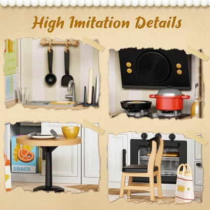 Kitchen Miniature House Kit, Mini Model Kits with Home Decor Furniture and LED, DIY Dollhouse Kit for Adults Teens to Build, Dollhouse for Mini Figures Decor, Gifts for Family, Friends - Image 3