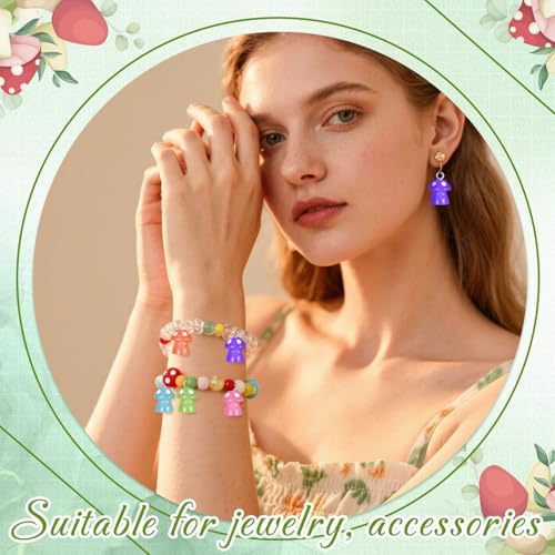 Jetec 50 Pieces DIY Mushroom Resin Charm Pendant Jewelry Finding Charm DIY Decor Making Resin for Women Bracelet Necklace Earrings Keychain Craft - Image 5