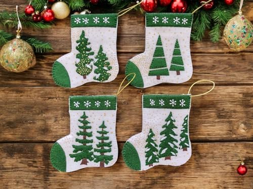 Rachel's Of Greenfield Glitzy Stockings Ornament Kit | DIY Christmas Kit | Easy Crafts | 4 Glitzy Stockings - Image 2