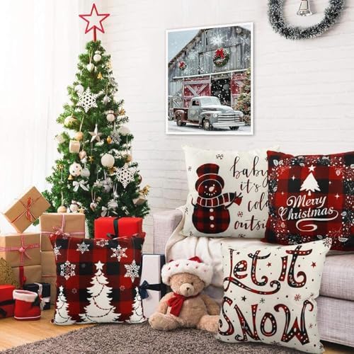 Eiazuiks Christmas Stamping Cross Stitch Kit,Truck Christmas Counting Cross Stitch Kit for Adult Beginners, Full Line DIY Stitching Kit for Home Decor Cross Stitch Patterns 12x16 inches - Image 4