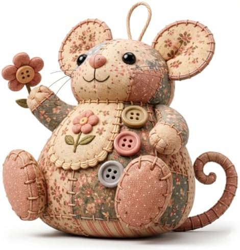 Patchwork Mouse DIY Sewing Kit for Beginners,Handmade Animal Craft Set with Pre-Cut Floral Fabric,Stuffing and Buttons,Plush Ornament Project (A#) by Unknown