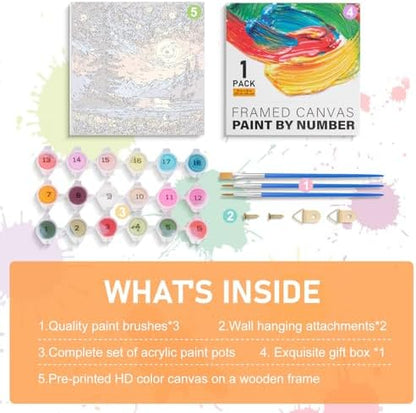 Offito Framed Paint by Numbers Kit for Adults Beginners, Starry Night - Image 6