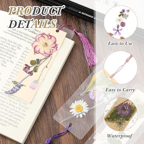 Fuyoooo 376 Pcs Pressed Flower Bookmark Kit,Purple,2 x 8 Inch - Image 4