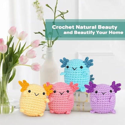 Crochetta Crochet Kit for Beginners, Crochet Starter Kit w Step-by-Step Video Tutorials, Beginner Crochet Kit for Adults Kids Women Men Complete Kit Included (4 Mini Axolotls) - Image 5