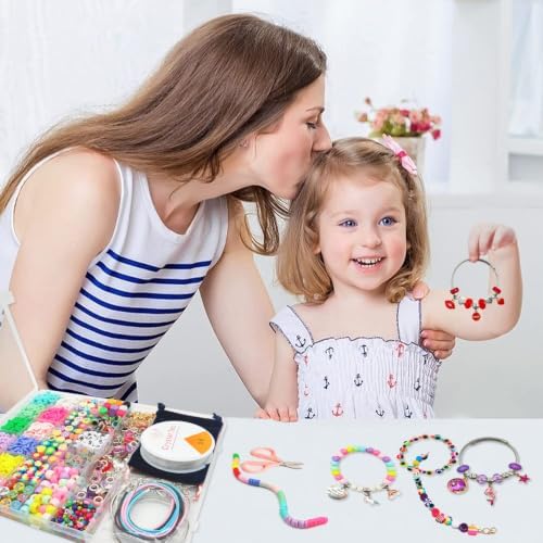 leitait Girls Toys Bracelet Making Kit - 3000pcs Charm Jewelry Making Kit Supplies,Easter Basket Stuffers,Unicorn/Mermaid Crafts Birthday Gifts for Girls Ages 5 6 7 8 9 10 11 12 Years Old - Image 2