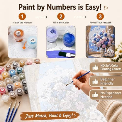 AUKELHJ Paint by Numbers Kit for Adults Beginner, Vase Flowers, 16X20 Inch - Image 5