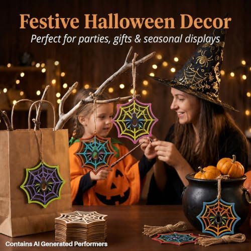 MAQIHAN Wooden Spider Web Craft Kit 30PCS – DIY Halloween Hanging Decor - Image 4