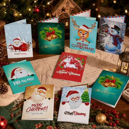 8PCS Christmas DIY Greeting Card Kits with Envelopes Diamond Art Greeting Cards Diamond Art Cards Kits for Adults DIY Crafts Family Friend Gifts - Image 4