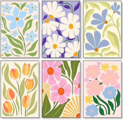 Fountor 6 Pack Paint by Numbers Kit for Adults Beginner Flowers 8x12 Inch by Fountor