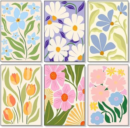 Fountor 6 Pack Paint by Numbers Kit for Adults Beginner Flowers 8x12 Inch by Fountor